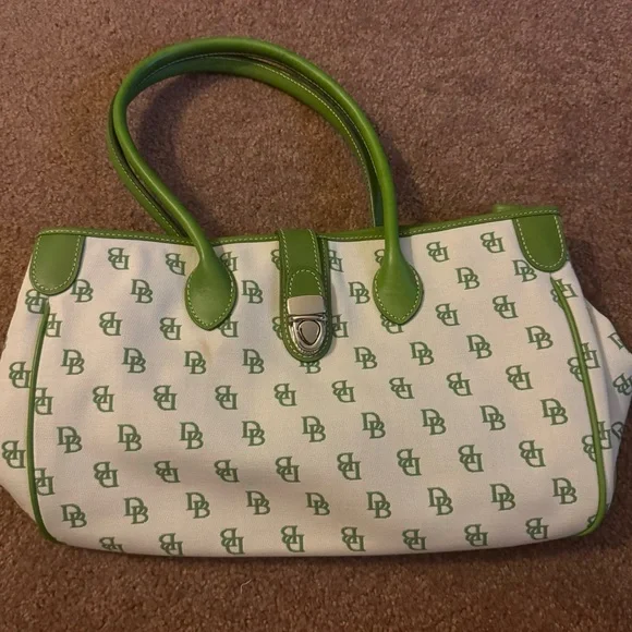 Dooney & Bourke Green and Cream Shoulder Bag - Picture 1 of 6